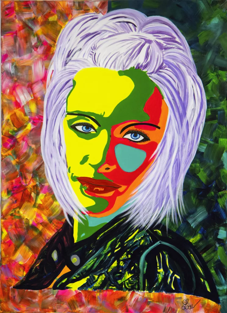 Tableau d'un portrait pop art de Nelly Arcan