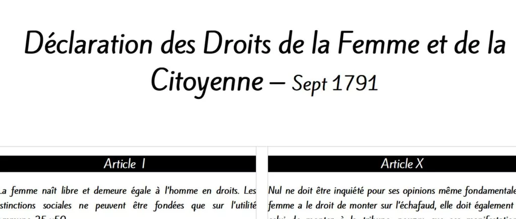 Déclaration des droits de le femme et de la citoyenne.